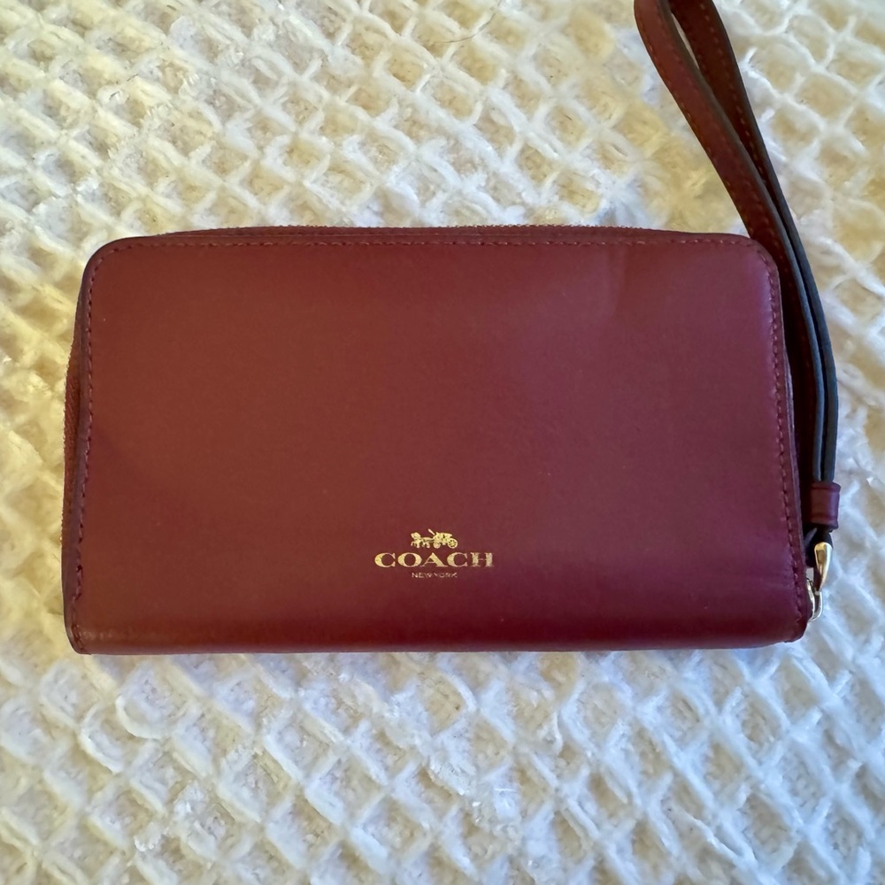 Coach Maroon Wristlet with Embellished C - Picture 2 of 3